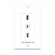 Placa Tapa ABS HDMI 4k pigtail + USB C + USB 3.0